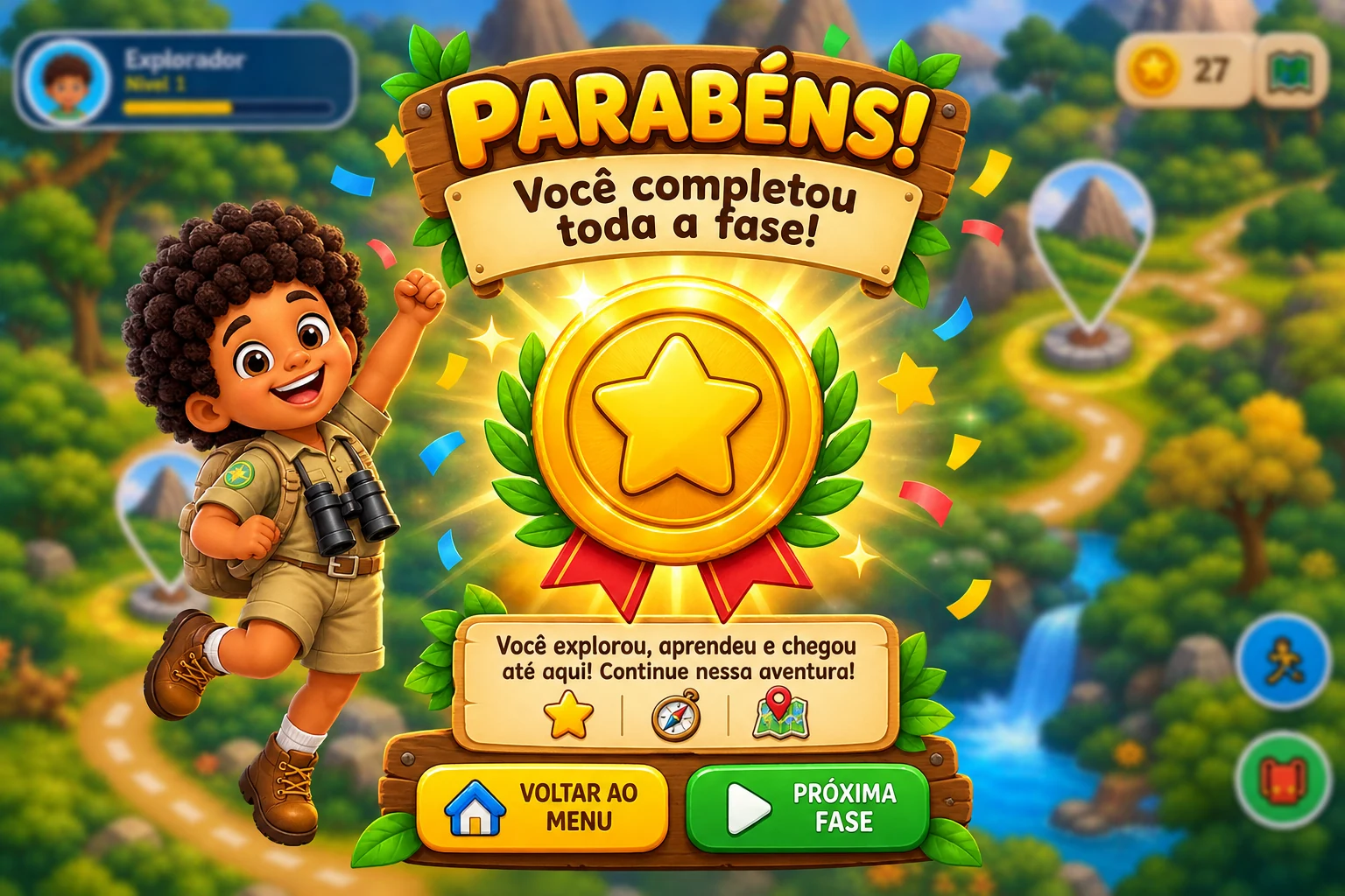 Parabéns! Você completou toda a fase!